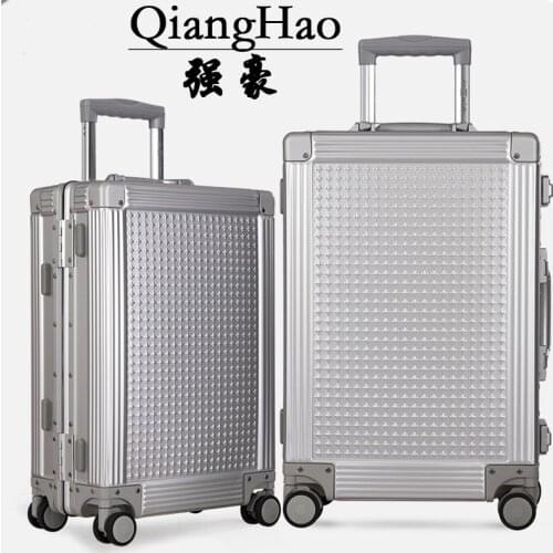 100% aluminum magnesium alloy Classic Trolley suitcase/rolling spinner wheels Pull Rod luggage traveller case boarding bag