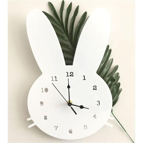 Childrens Room Decoration Home Rabbit Clock Cartoon Silent Clock Wall Decoration Childrens Room Clock Soft