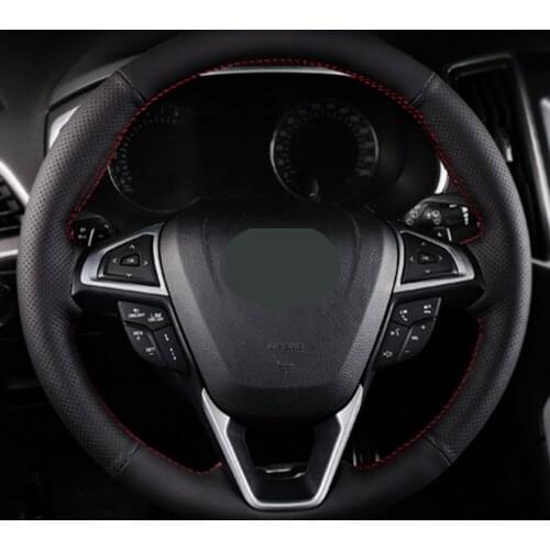 DIY Black Faux Leather Car Steering Wheel Cover For Ford Fusion Mondeo 2013 2014 EDGE 2015 2016 Non-slip And Breathable