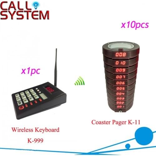 Electronic Coaster Pager System for fast food restaurant, fast-service calling equipment 1 Transmitter 10 mini receivers