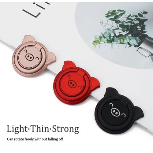 Finger Ring Mobile Phone Smartphone Stand Holder For iPhone Huawei Samsung Phone Holder Car Ring Stand Cartoon Pig Spin Bracket