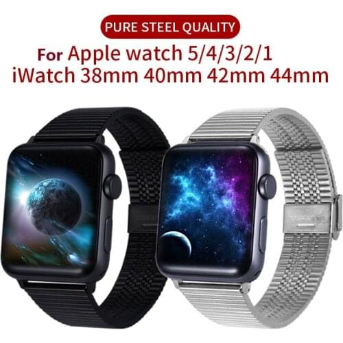 Stainless Steel Metal Strap for Apple Watch band 38mm 42mm 40mm 44mm Butterfly Buckle Bracelet for iWatch Series 5 4 3 2 1