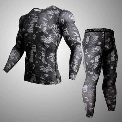 Men Running Compression Shirts Camouflage Top Crossfit Fitness T-shirt Tights Workout Gym Basketball Soccer Base Layer Male