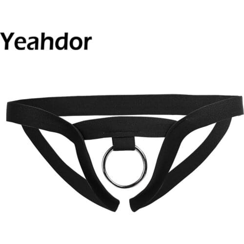 Men Lingerie Sexy Underwear Open Butt Gay Mens Sissy Panties Nylon Homme O-Ring Crotchless String Thongs Bikini Briefs Underwear