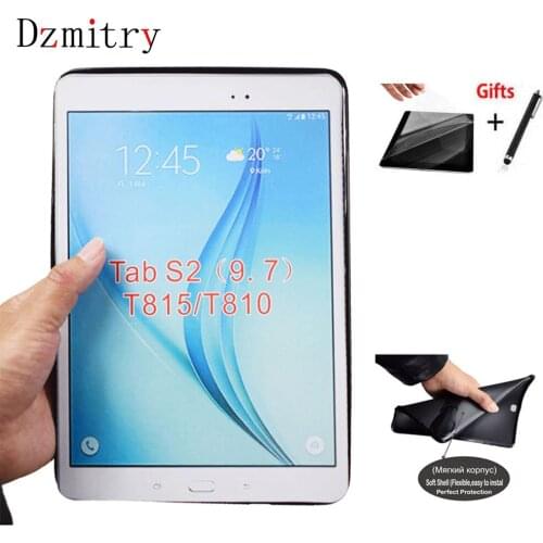 Soft Silicon TPU Case For Samsung Galaxy Tab S2 9.7 T810 T813 T815 T819 Tablets Coque Fundas Cover+protective film+pen