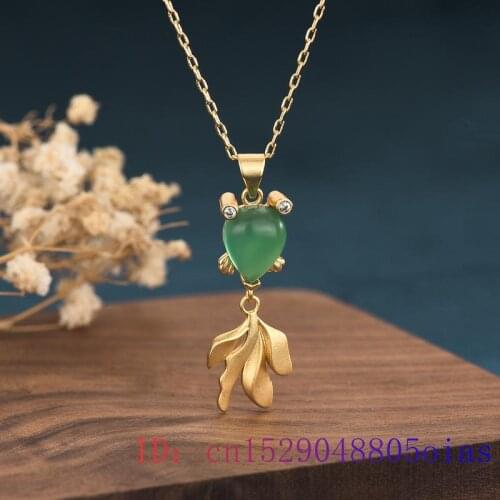 Jade Goldfish Pendant Charm Gifts Necklace 925 Silver Women Chalcedony Jewelry Chinese Natural Fashion Crystal Gemstone Zircon