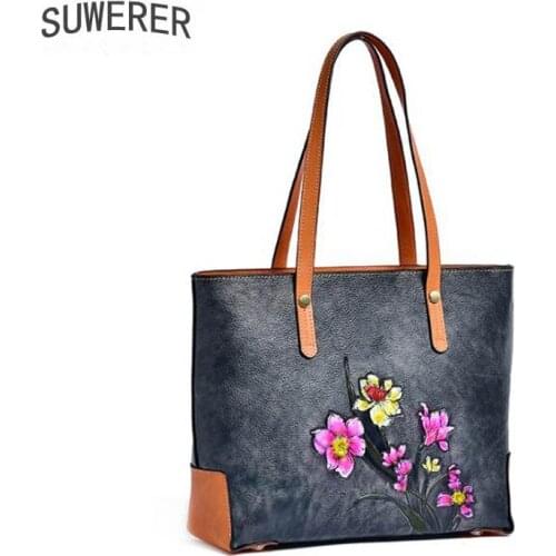 2020 new female bag head layer cowhide tote bag retro one shoulder messenger head layer cowhide female bag one drop shipping