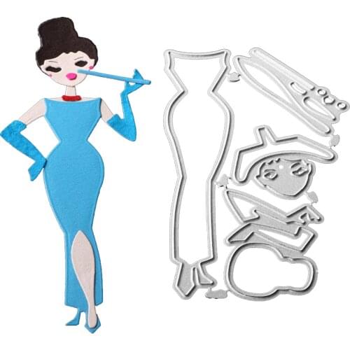 New Cheongsam woman Frame Metal Cutting Dies Stencils for DIY Scrapbooking Album Paper Card Decorative Craft Embossing Die Cuts