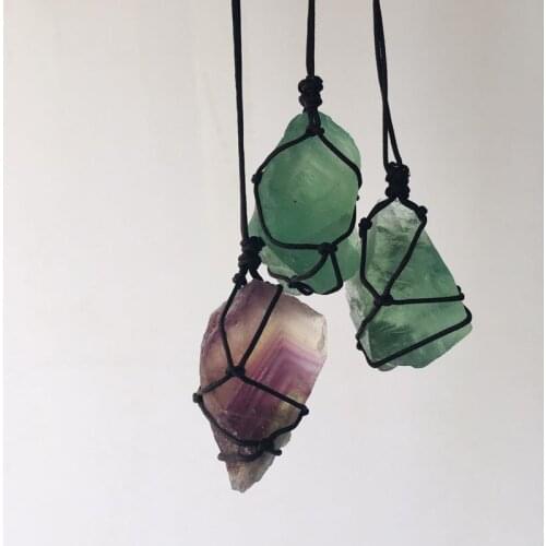 Pendentif pierre naturelle fluorite mineral crystals adornos de cristal rough stone reiki healing gemstones artesanato ornament