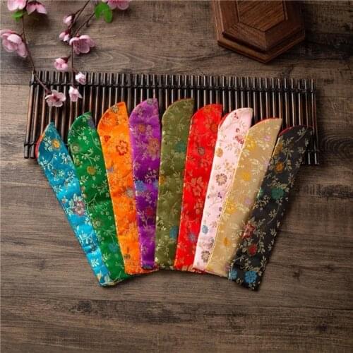 Hand Fan Cover Bag Vintage Embroidery Floral Handheld Folding Fan Sleeve Pouch X7XD
