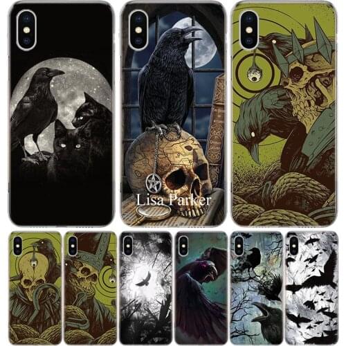 Crow Raven Dark Skull Silicon Phone Case For Apple IPhone 11 12 Pro X XR XS Max 7 8 6 6S Plus 7G 6G 5S SE + Pattern Cover Coque