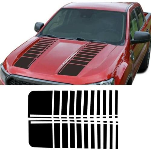 2Pcs Universal 91x27.3cm Front Racing Car Hood Stripe Decal Bonnet Sticker Matte Black Vinyl