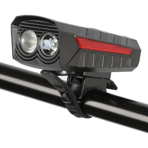 Bike Light Solar USB Rechargeable Double Charging Horn Lamp Waterproof Bicycle Headlight ront Light Waterproof N028A