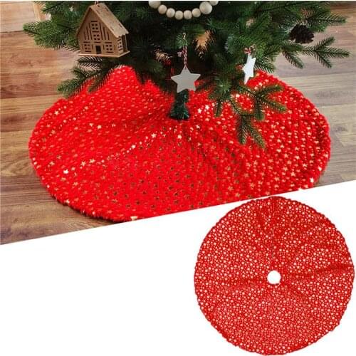 Star Printed Christmas Tree Skirt Home Decor Bedroom Felt Cloth Gift DIY Holiday Craft Festival Party Soft Banquet Indoor