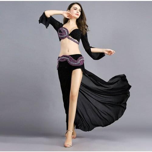 Belly Dance Fairy Show Suit Female Autumn Winter 2 Pcs Set Lady Oriental Sexy Dance Performance Flamenco Hot Sale Suit H4511