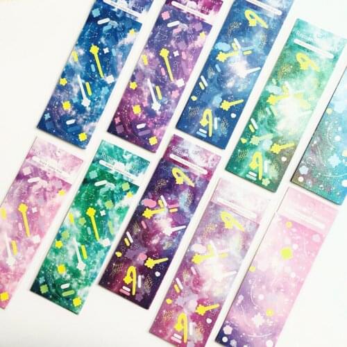 1 Sheet Fantastic Galaxy Starry Feathers Decorative Stickers Diary Handbook Decoration