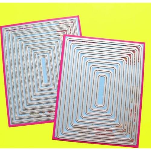 2-Set Cutting Dies A2 Dashing & Round Corner Rectangle Scrapbook DIY Craft Metal Stencil Surprise Creation