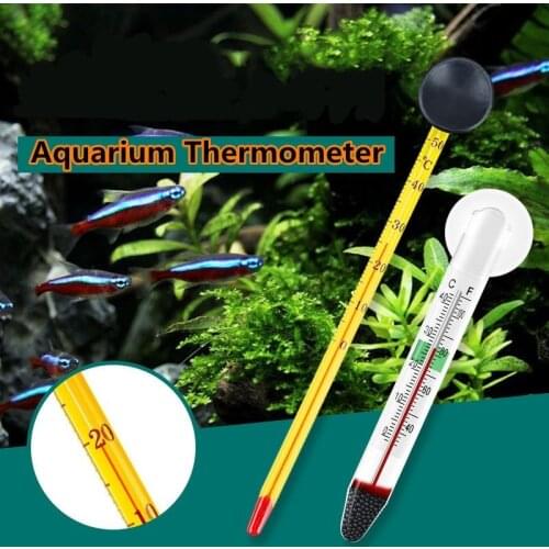 2Pcs Aquarium Digital Thermometer Submersible Glass Fish Tank Thermometer for Water Temperature Measuring Waterproof Suction Cup
