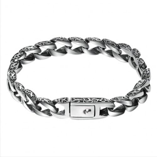 2020 new 100% real S925 pure silver personalized jewelry vintage Thai silver men model bracelet tank buckle bracelet for man