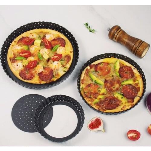 5/8/9 Inch Pizza Bakeware New Perforated Carbon Steel Non-stick Bottom Mold Tray Pastry Cake Mold Baking Utensils Tray