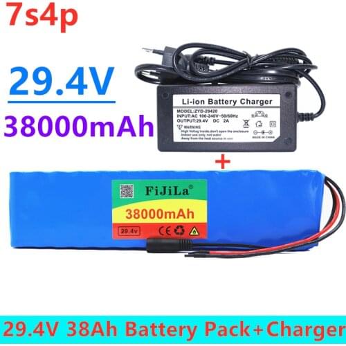 7S4P 24V 38ah 29.4V FOR Lithium-ion battery pack Built-in BMS electric bike unicycle scooter wheelchair motor + charger