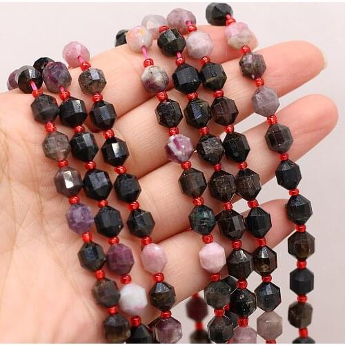 8mm Tourmalines Natural Faceted Stone Beaded Column Shape Loose Stone Beads For DIY Jewelry Making DIY Bracelet Accessories