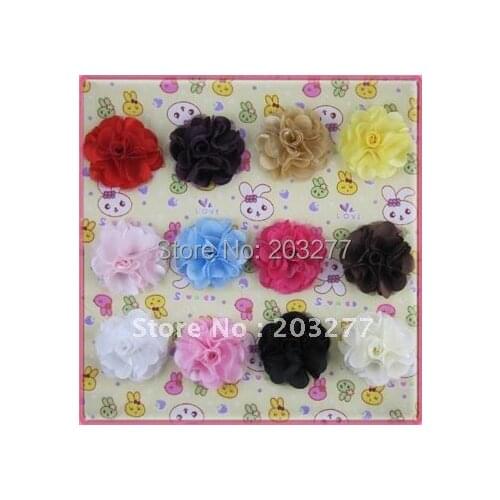 Free shipping!36pcs/lot 2.5'' New satin mesh flowers fabric flower hair accessory cloth flowers