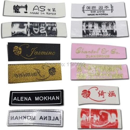 Free shipping custom clothing iron-on woven labels/garment not sewed embroidered tags main label collar tags 2000 pcs a lot