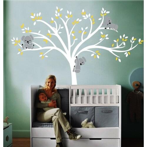 Big Nursery Room Decor Tree 220x196cm Large Koala Tree Wall Decals For Baby Bursery Custom Vinyl Wall Decor Stickers D-16