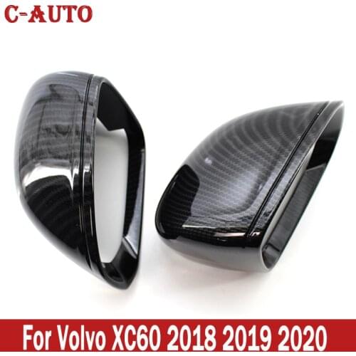 C-Auto Carbon Fiber Textured Side Door Wing Rearview Mirror Guard Cover For Volvo XC60 2018 2019 2020 Car-styling
