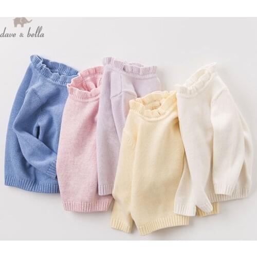 DB6482 dave bella autumn infant baby girls wool pullover tops kids lolita clothes children toddler knitted Sweater
