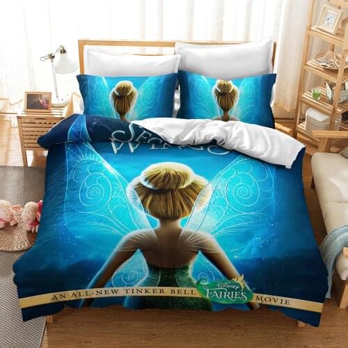 Tinker Bell and The Pirate Fairy 3D Printed Disney Cartoon Quilt Cover Pillowcase 3Pcs Twin Full King Sizes Childrens Girls Gift