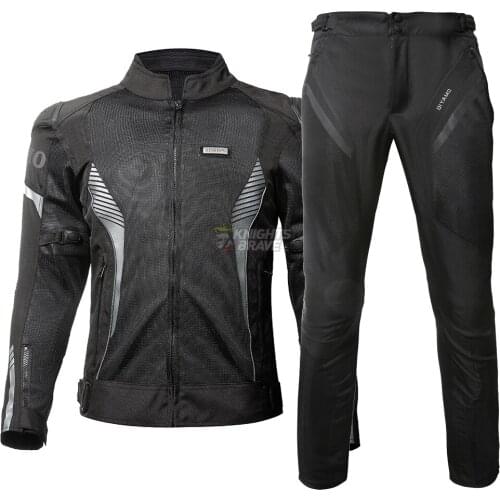 DIYAMO Motorcycle Jacket Summer Breathable Mesh Moto Jacket Protective Gear Motorcycle Suit Motorbike Clothing Set Black M-4XL