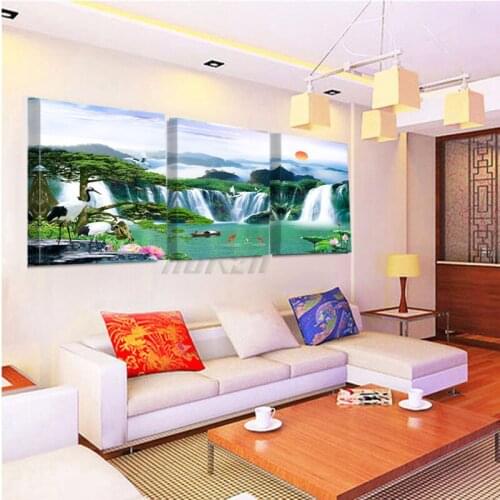 Home Decor Sunset Landscape Waterfall Water Wall Art Poster Printing Canvas Painting Q520