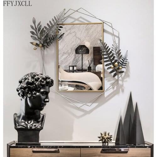 European Plant Flower Living Room Dining Room Luxury Wrought Iron Wall Decoration Porch Wall Makeup Mirror Creative Ornaments
