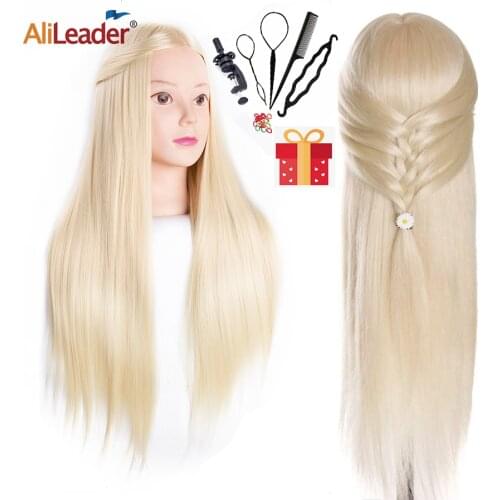 Alileader New Head Dolls For Hairdressers 65Cm Hair Synthetic Mannequin Head Hairstyles Hairdressing Practice Training Doll Head