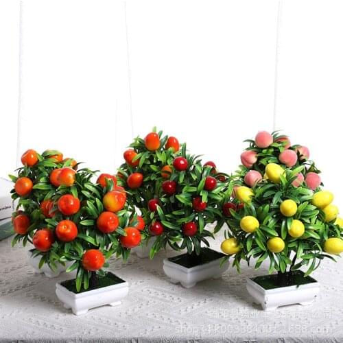 Artificial Fruits Plants Bonsai Fake Tree PINK Foam Fruit Potted For Home Decoration Accessories Wedding Office Decor