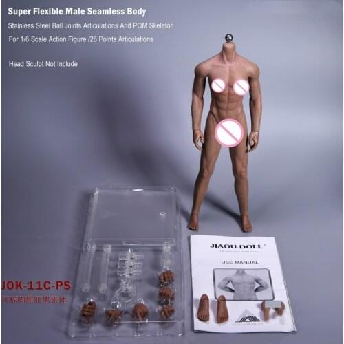 JIAOU DOLL Toys JOK-11C 1/6 Scale Male Soldier Seamless Body 12inches Figure Action Flexible Muscle Man Model Doll In Stock