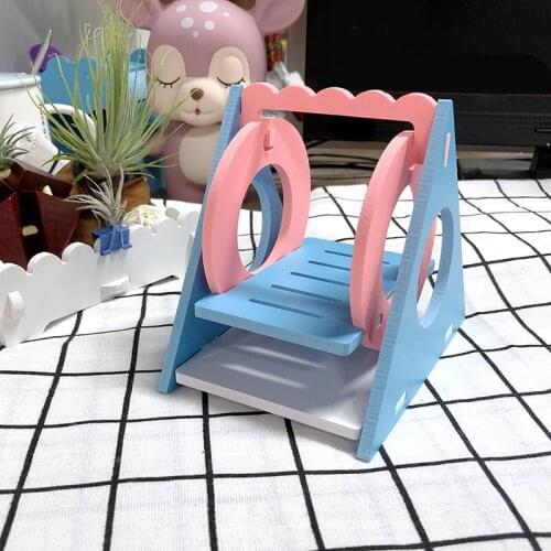 Swing Ecological Wood Rainbow Swing Gerbil Colorful Bridge Mice Rat Mouse Seesaw Accessories Pet Hamster Toys