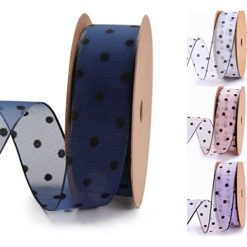 25MM/40MM polka dot ribbon 5m DIY handmade material headdress hair bow clothing accessories bow home nylon