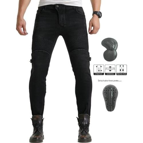 Mens Jeans Casual Stretch Skinny Motorcycle Pants Protective Pad Motorcycle Pants Slim Fit High Quality Narrow Leg Pants