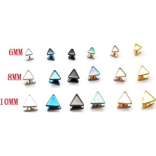 Alisouy 1 pair fashion ear jewelry 6 8 10mm Triangle Stainless steel trendy Men earrings pierced screw-back earrings