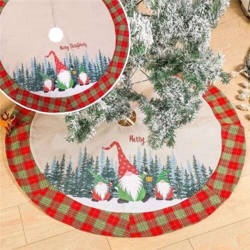 New Year Decor Christmas Tree Skirts Swedish Gnome Tomte plaid christmas tree foot covers Decorations Xmas Floor Mat Ornaments
