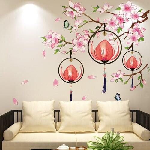 Chinese Style Lantern Wall Stickers Window Sticker Living Room bedroom Decoration Aesthetic Decals for Furniture Wallstickers