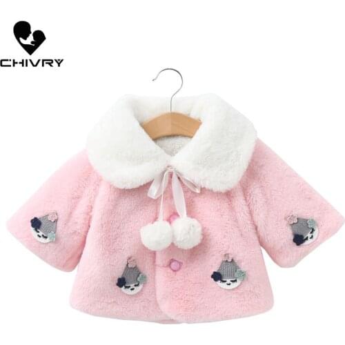 New 2020 Baby Girls Autumn Winter Woolen Cape Coat Fashion Turn-down Collar Batwing Sleeve Cartoon Thicken Jackets Outerwear