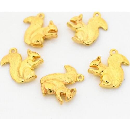 New 22x17.5x4.3mm 10pcs/lot Gold Color Plated Cute Squirrel Charms Pendant DIY Handmade Jewelry Accessories