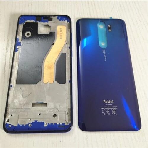 Original For Xiaomi Redmi Note 8 Pro Middle Frame Housing Bezel Front Frame + Battery Back Cover With Power Volume Button Parts