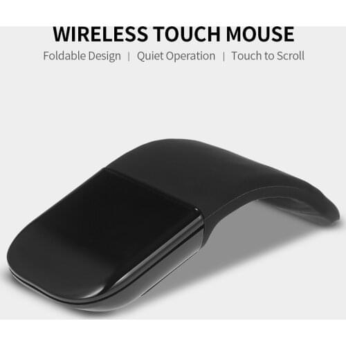 Portable 2.4G Wireless Touch Mouse with Left & Right Silent Buttons Foldable Slim Mouse for Home/Office/Travel, Black
