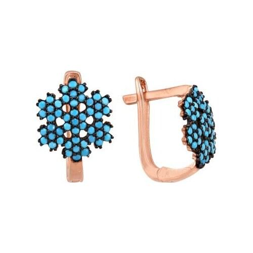 Argentum Concept-Turquoise Gemstone Snowflake Silver Earrings