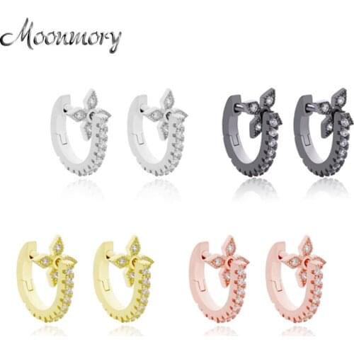 Moonmory 925 Sterling Silver Zircon Full Stone Removable Crystal Windmill Hoop Earring Black Gold Hoop Earring For Women Jewelry